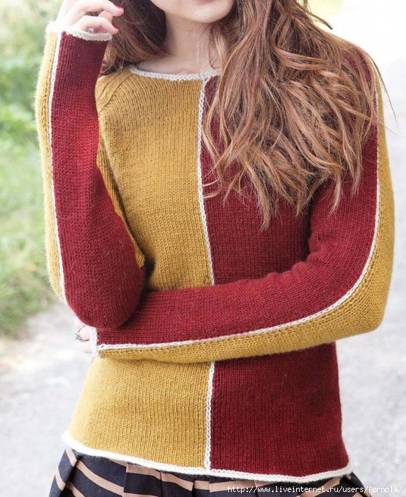 Двухцветные свитера спицами