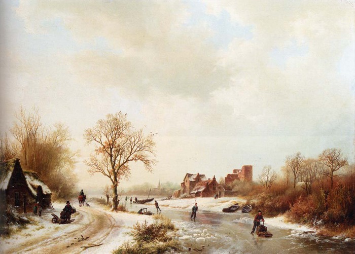 4000579_Barend_Cornelis_Koekkoek__A_Winter_Landscape_With_Skaters_On_A_Frozen_Waterway_And_Peasants_By_A_Farm_In_The_Foreground1 (700x501, 90Kb)