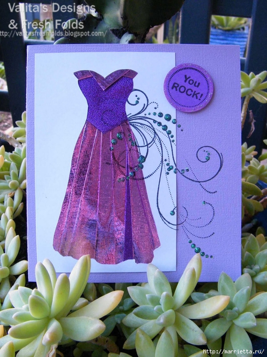 Скрапбукинг - лёгкая и красивая открытка своими руками с элементами оригами.