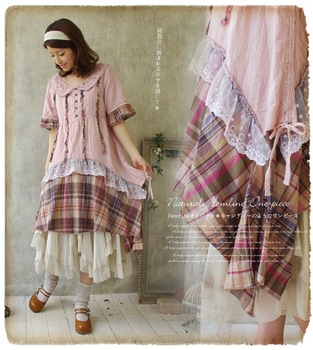 Japanese-Mori-Vintage-Style-Lace-Plaid-Patchwork-Cawaii-Casual-Dress-Lolita-Mori-Girl-Style-Gauze-Brandy.jpg_350x350 (313x350, 124Kb)