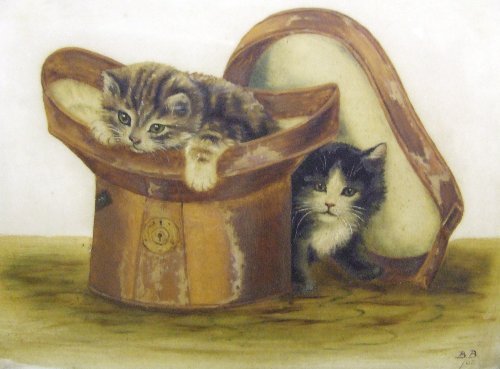 Two kittens in hat box (500x369, 33Kb)