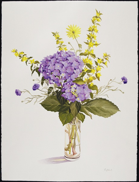 Blue Hydrangea with Yellow Loosestrife (459x600, 86Kb)