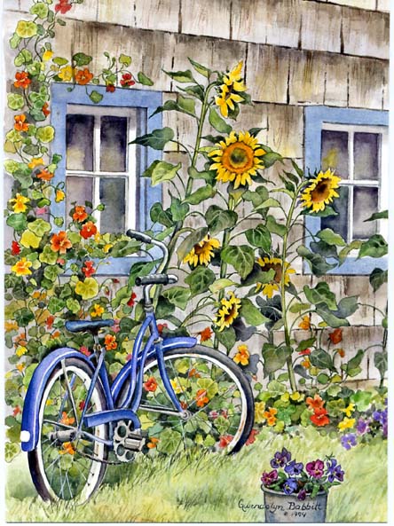 Sunflower_Bicycle_Window (444x593, 94Kb)