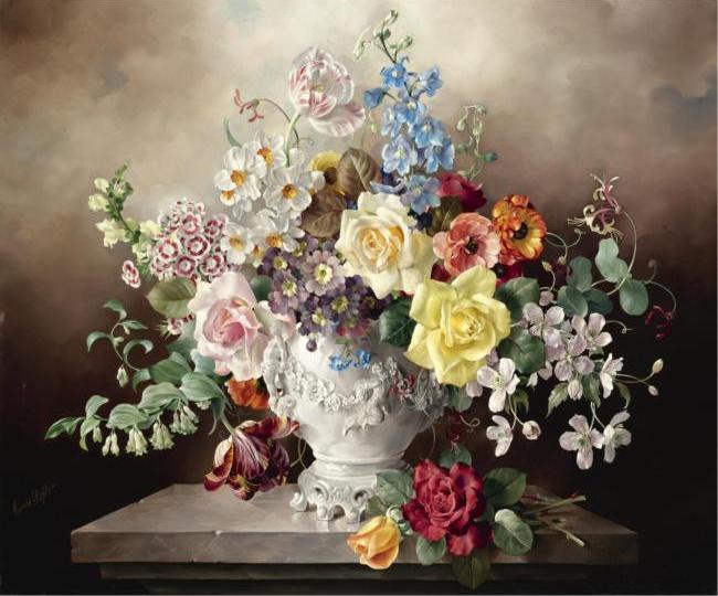 STILL LIFE WITH FLOWERS IN A WHITE POT (650x540, 55Kb)