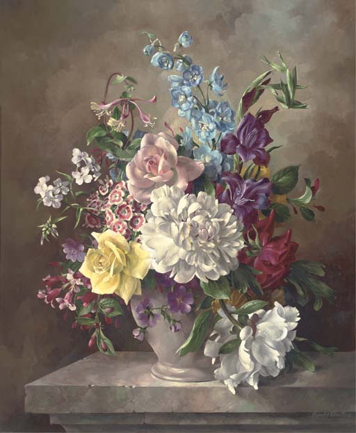 Summer flowers in a vase, on a marble ledge (512x623, 64Kb)