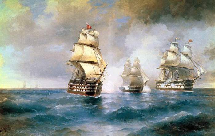 Aivazovsky,_Brig_Mercury_Attacked_by_Two_Turkish_Ships_1892 (700x441, 40Kb)