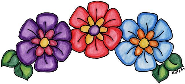 Butterflies and Flowers - Painted - Flowers 02 (640x292, 38Kb)