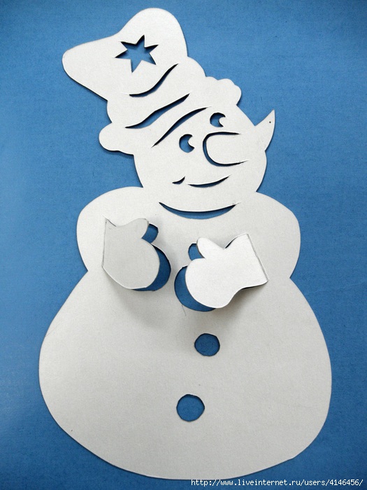 Объемный снеговик из бумаги по шаблону