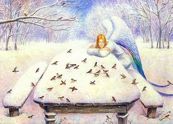 Vladimir Rumjantsev  Angel with birdies (700x501, 73Kb)