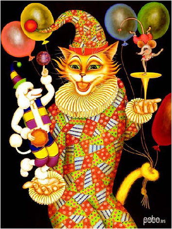 Cat clown. Кот Шут. Кот Скоморох. Кошка клоун.