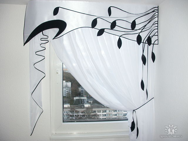 Дизайн штор черно белые цвета