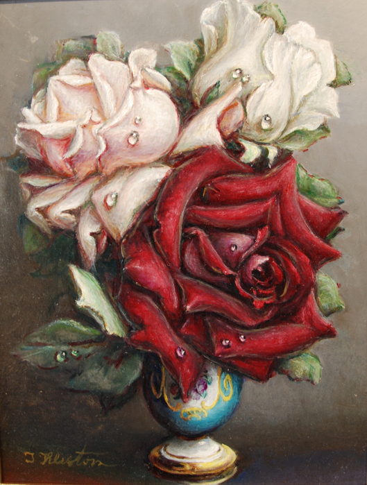 Pink, Red and White Roses in a Servis Vase (529x700, 474Kb)