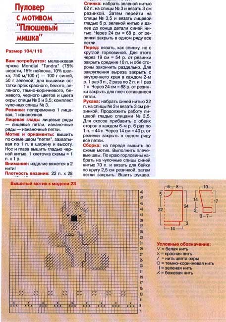 Мишка спицами схема и описание