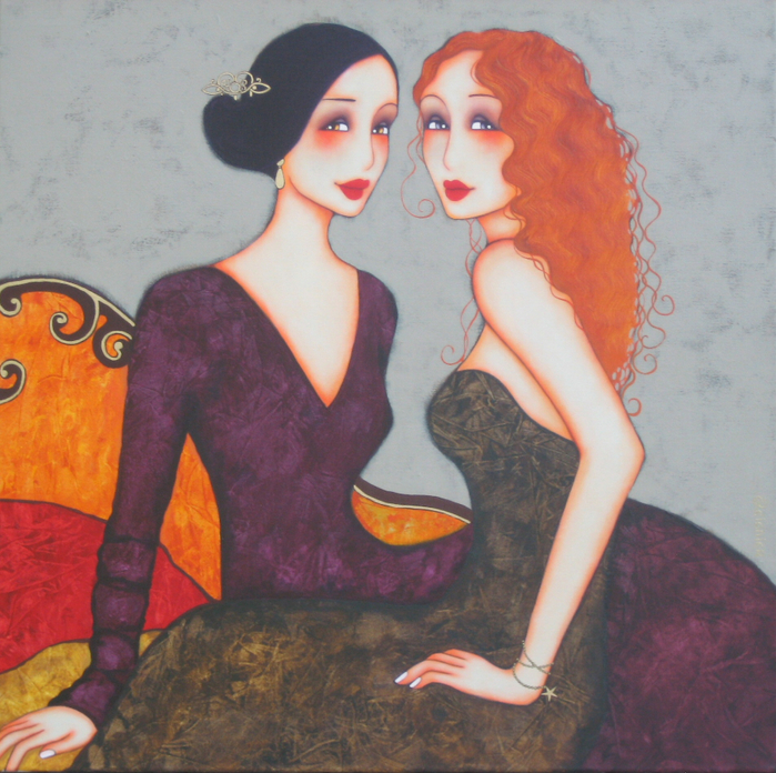 Corinne Reignier. Bianca et Sofia 80X80 (700x696, 567Kb)