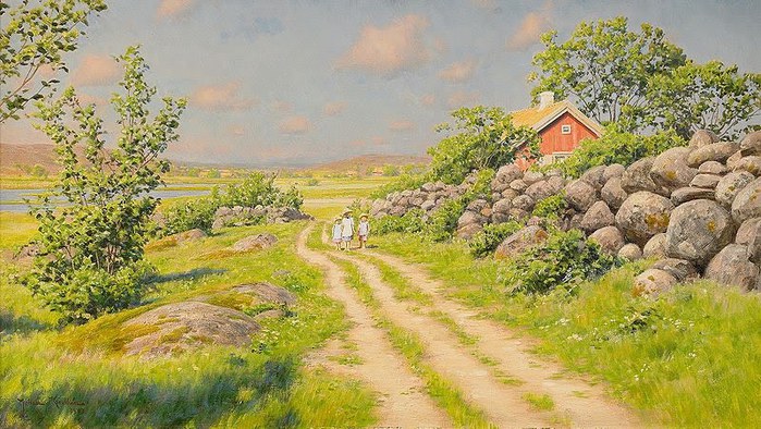 Johan Krouth?n-Sommarlandskap med vandrande barn (700x394, 116Kb)