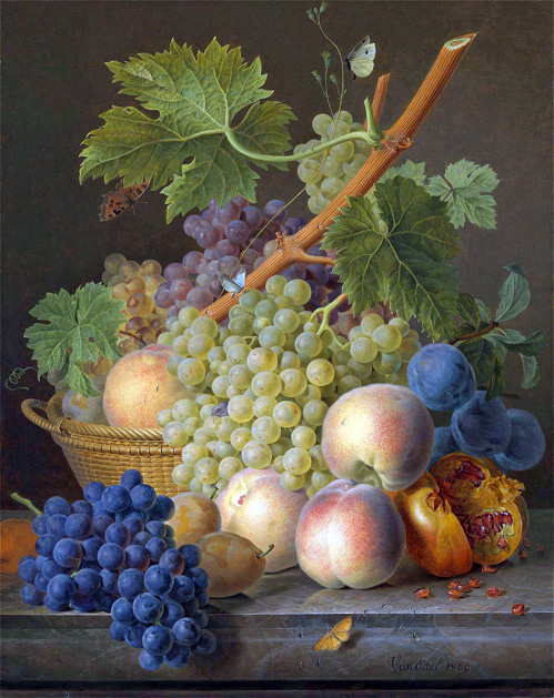 Dael 026 - Still Life With Grapes And Peaches In A Basket, An Open Pomegranate, Plums, Black Grapes 2 Copy (499x629, 193Kb)