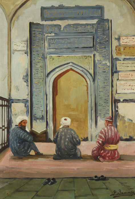 Muslim Men at Prayers (474x700, 433Kb)