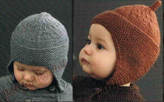 Детская шапка - шлем спицами без швов, часть 2
