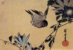  Flying sparrow and clematis branch (400x275, 40Kb)