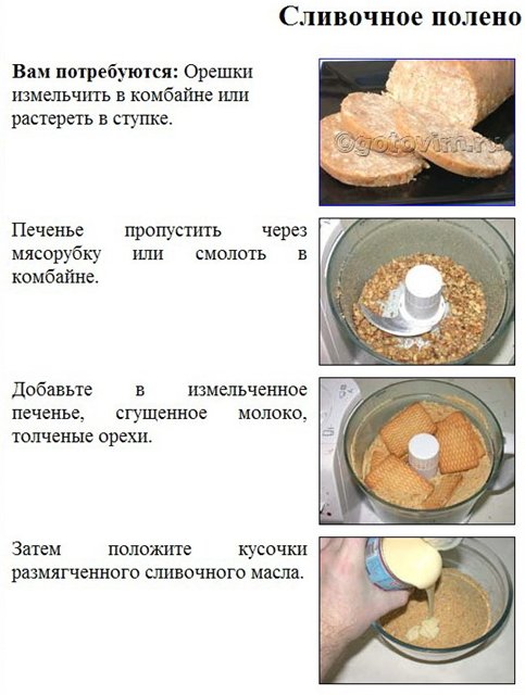 Рецепт творожного полена из печенья