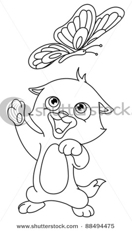 stock-vector-outlined-kitten-and-butterfly-88494475 (270x470, 30Kb)