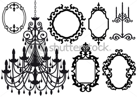 stock-vector-antique-picture-frames-and-crystal-chandelier-silhouette-vector-47199826 (450x319, 108Kb)