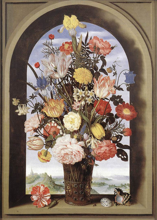 Bouquet in an Arched Window (500x700, 447Kb)