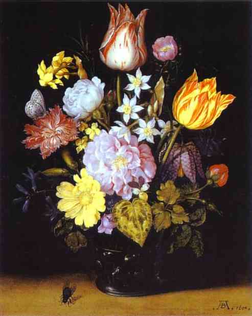 Flowers in a Glass Vase (493x618, 24Kb)