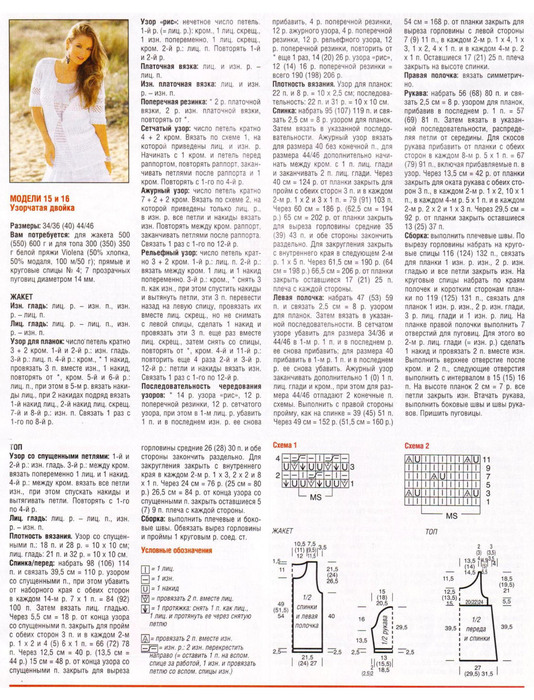 Вязание спицами двойка топ и жакет со схемами и описанием