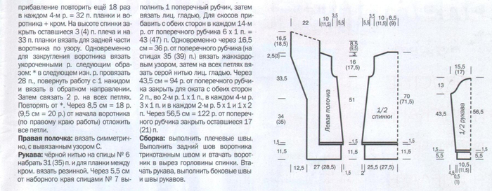 Воротник шалька спицами схема