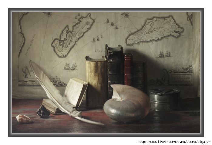 1961_  , ,    (Still life with books, shells, feather and geographical map)_40  61_.,._  (700x479, 209Kb)