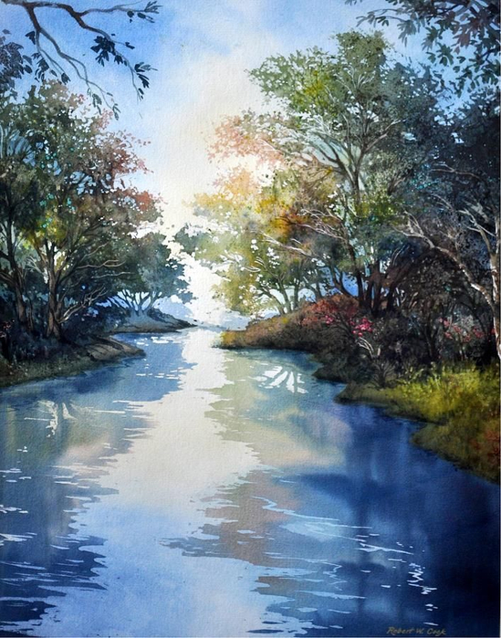 Blue Stream - Robert W Cook watercolor (549x700, 448Kb)