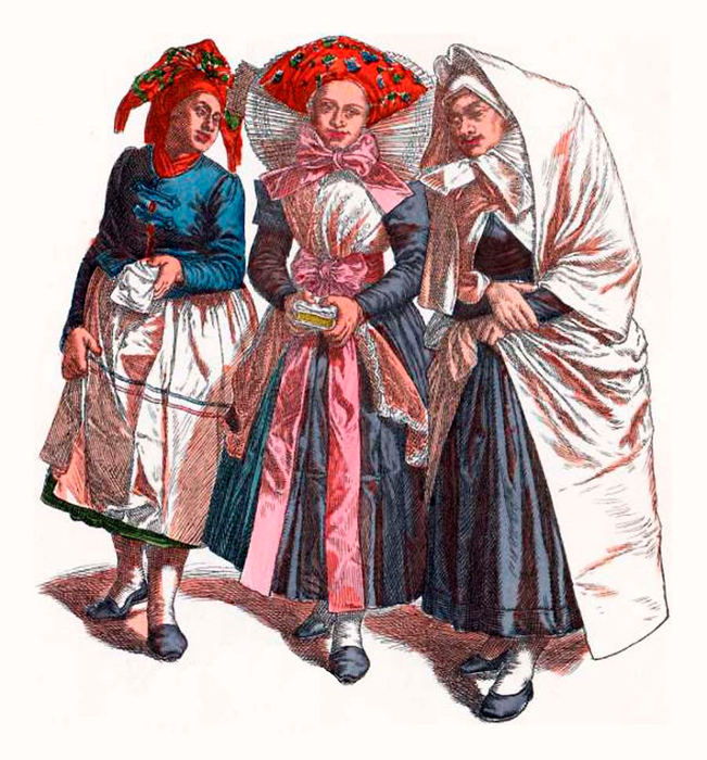 Lausitz- Mädchen aus Kolkwitz und Burg, Frau in Trauer aus Burg, 1830  (651x700, 474Kb)
