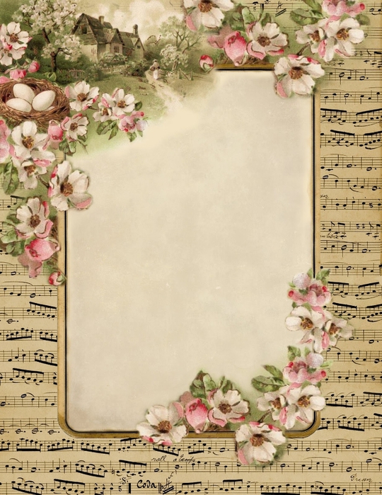 french sheet music spring cottage stationary 1 (540x700, 316Kb)