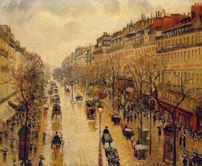 Бульвар Монмартр дождливая погода, днем 1897 (700x577, 156Kb)