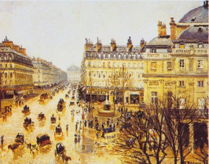 Париж. Площадь Французского театра в дождливую погоду. 1898 (700x548, 129Kb)