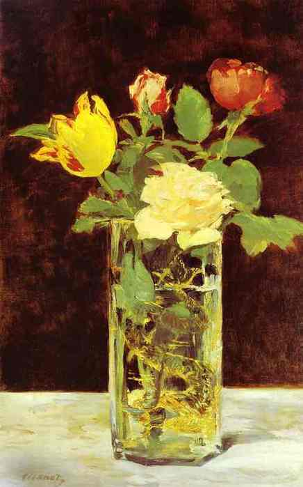 Roses and Tulips in a Vase. c.1882. (436x700, 24Kb)