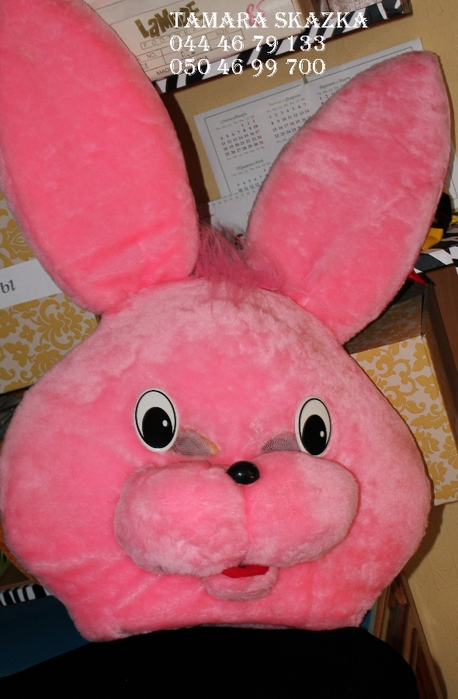 Объемная голова розового зайца (458x700, 231Kb)