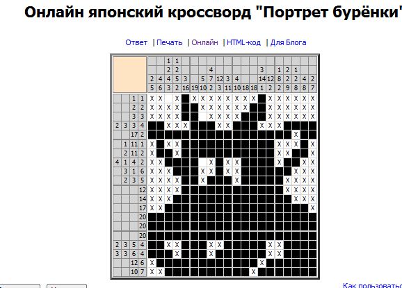Японский кроссворд по фото