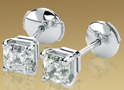 Bulgari GRIFFE earrings in 18 kt white gold with 2 Asscher cut diamonds (410x300, 40Kb)