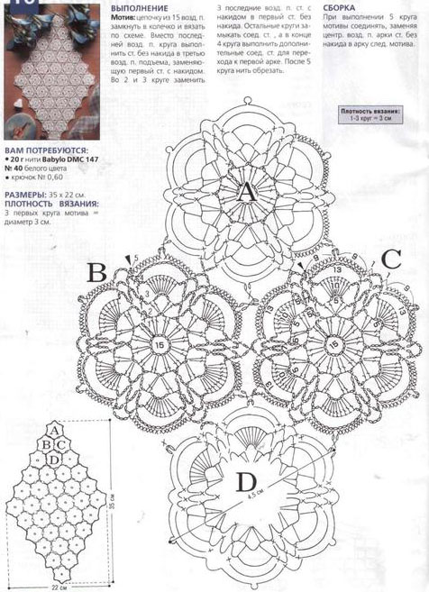 Салфетки из мотивов крючком со схемами