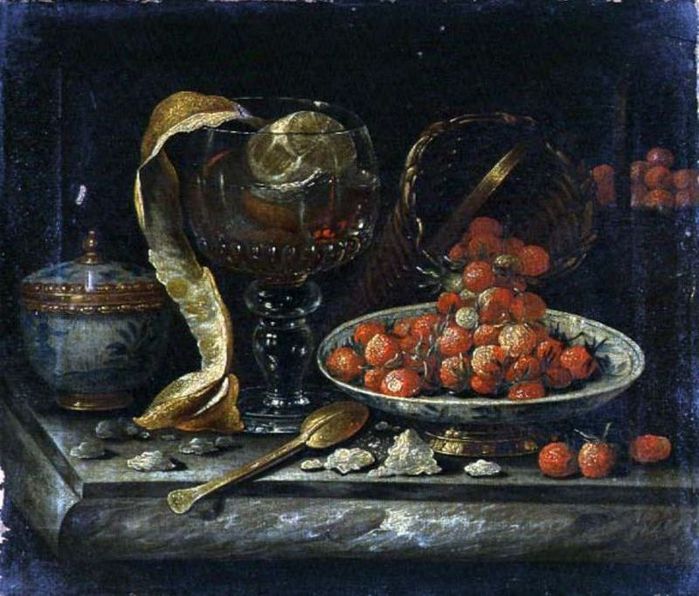 4000579_Still_Life_of_Chinese_Blue_and_White_Bowl_and_Cover_Glass_Roemer_Gold_Spoon_and_Fruit (700x596, 78Kb)