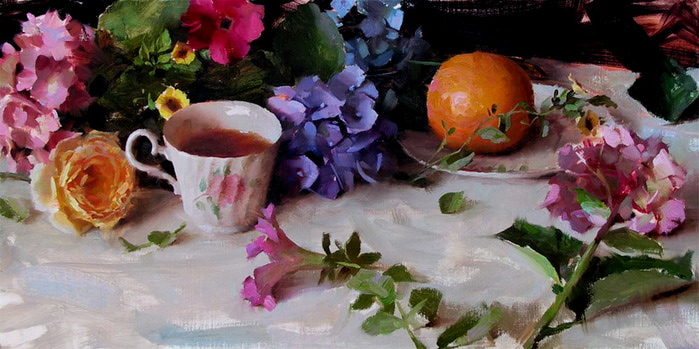 Summer Flowers with Teacup sm (700x349, 101Kb)