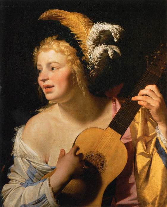 Woman Playing the Guitar. 1624 (562x700, 48Kb)