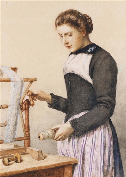 JUNGE FRAU AM WEBSTUHL, 1910 YOUNG WOMAN AT LOOM, 1910 (404x570, 192Kb)