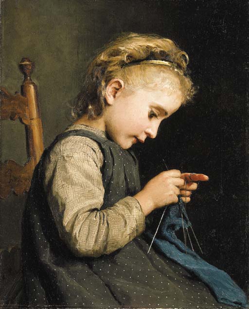 Röseli, strickend, 1874 (512x636, 55Kb)