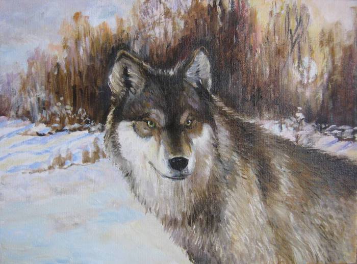 Картина серый волк