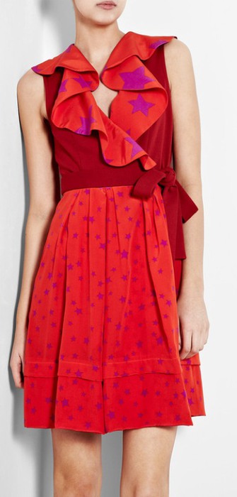 Ruffle V-Neck Star Print Dress by Sonia Rykiel (335x700, 47Kb)