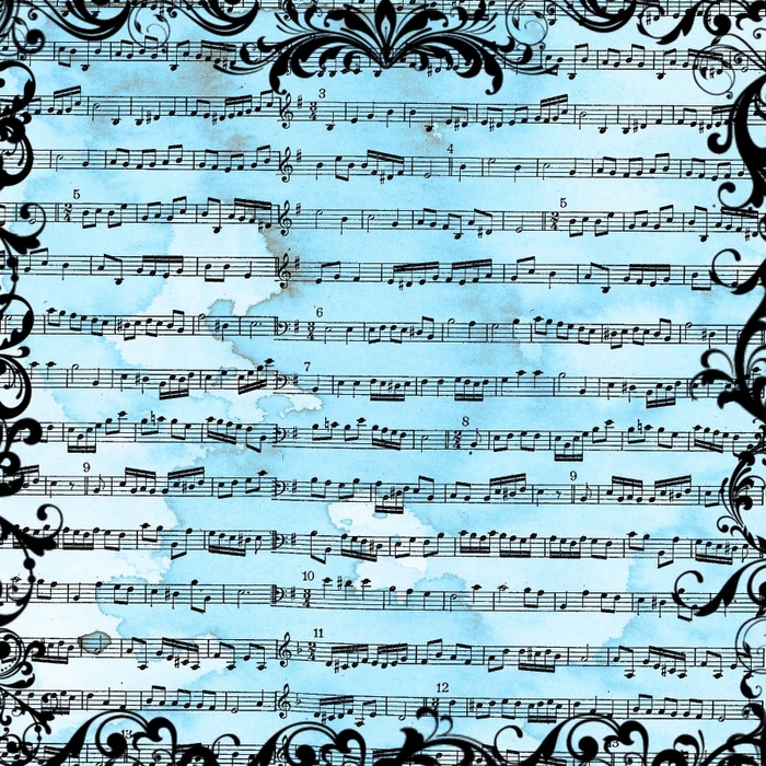 free digital scrapbook paper_blue grunge music sheet background (700x700, 515Kb)