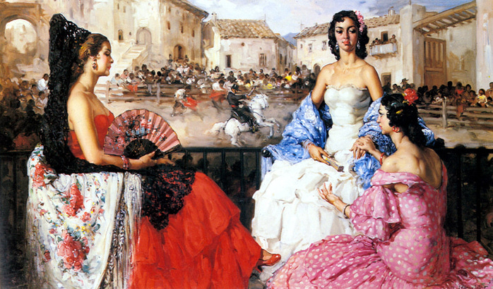 Clement_Francisco_Rodriguez_San_Elegant_Woman_Watching_A_Bull_Fight (700x410, 183Kb)